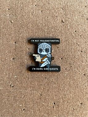 Teeturtle Funny “Im Not Procrastinating Im Doing Side Quests” Pin RARE
